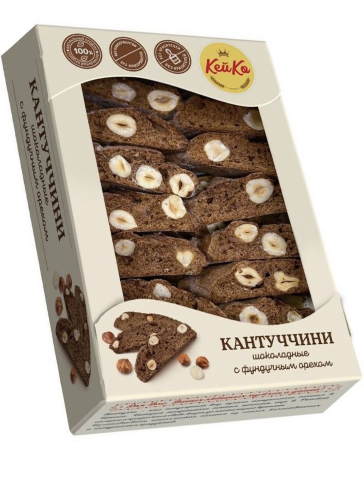  Кей Ко Кантуччини шоколадные с фундучным орехом, 200г  в Коряжме